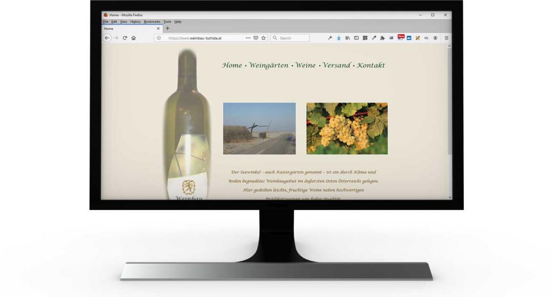 Webauftritt des Weinbaus Famile Tschida in Apetlon vor dem Redesign im Jahr 2011