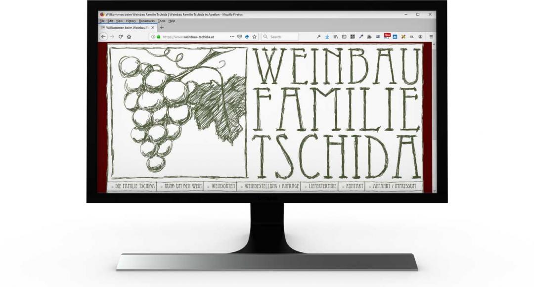 Webauftritt des Weinbaus Famile Tschida in Apetlon nach dem Redesign im Jahr 2011